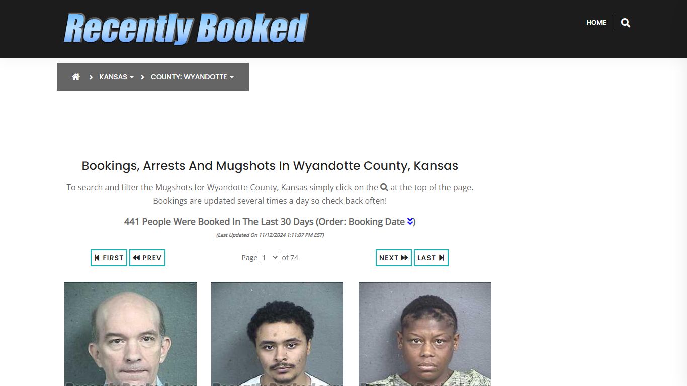 Bookings, Arrests and Mugshots in Wyandotte County, Kansas