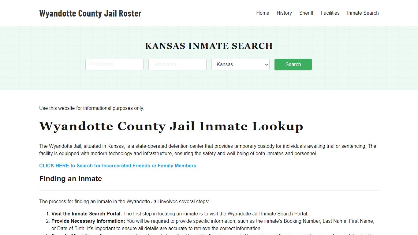 Wyandotte County Jail Roster Lookup, KS, Inmate Search